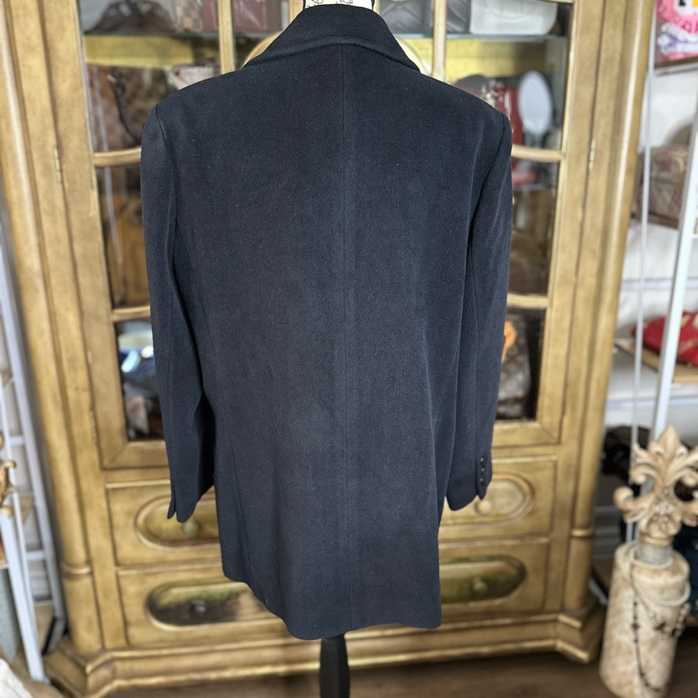 Burberry Vintage Wool Coat Black Crest Embroidered Classic‎ Jacket Size 15 - Picture 6 of 14